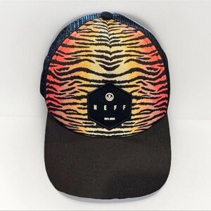 Neff Trucker Hat Hot Tub Neon Striped Black Snapback Cap Adjustable Mesh